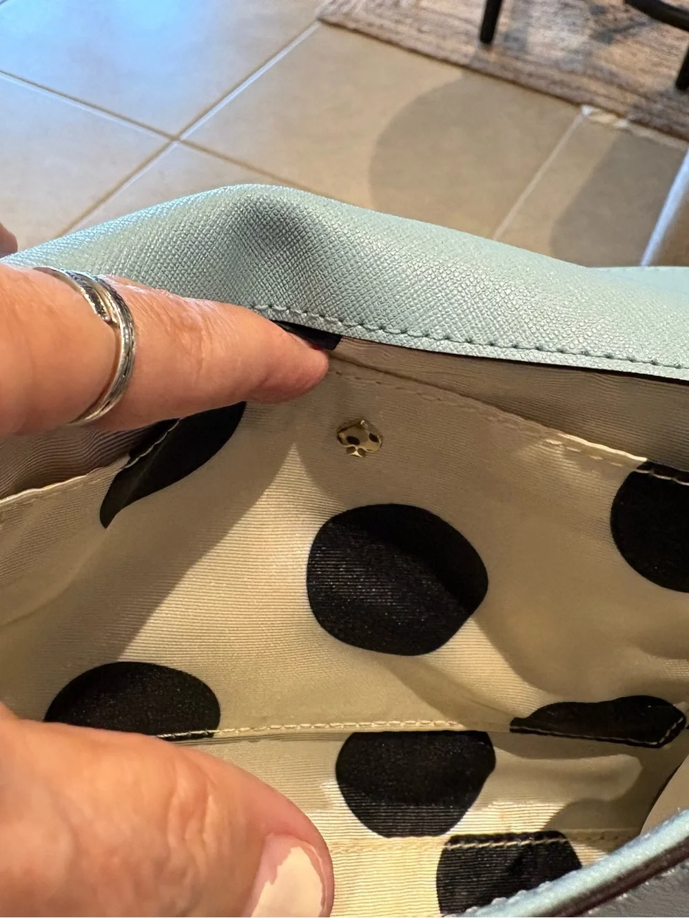 Kate Spade NY Cedar Street Monday envelope style leather crossbody bag blue